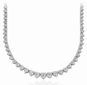 Youthful Spirit Bremer Jewelry Round Shape Diamond 18K White Gold Riviera Necklace (6.82ctw)