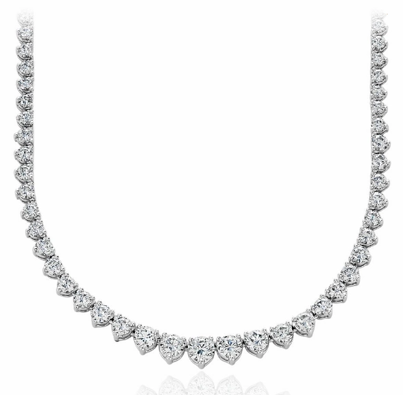 Youthful Spirit Bremer Jewelry Round Shape Diamond 18K White Gold Riviera Necklace (6.82ctw)