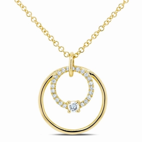 Handmade Ornament Bremer Jewelry You   Me 14K Yellow Gold Round Shape Diamond Circle Pendant with a 14K Yellow Gold Cable Link Necklace (0.11ctw)