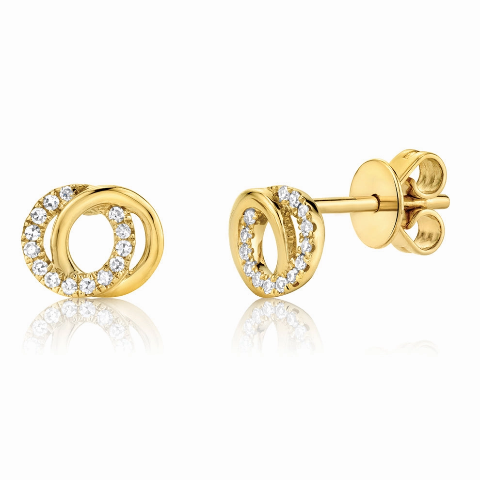 Substantial Embellishment Bremer Jewelry You   Me Diamond Stud Earrings in 14K Yellow Gold (0.09ctw)