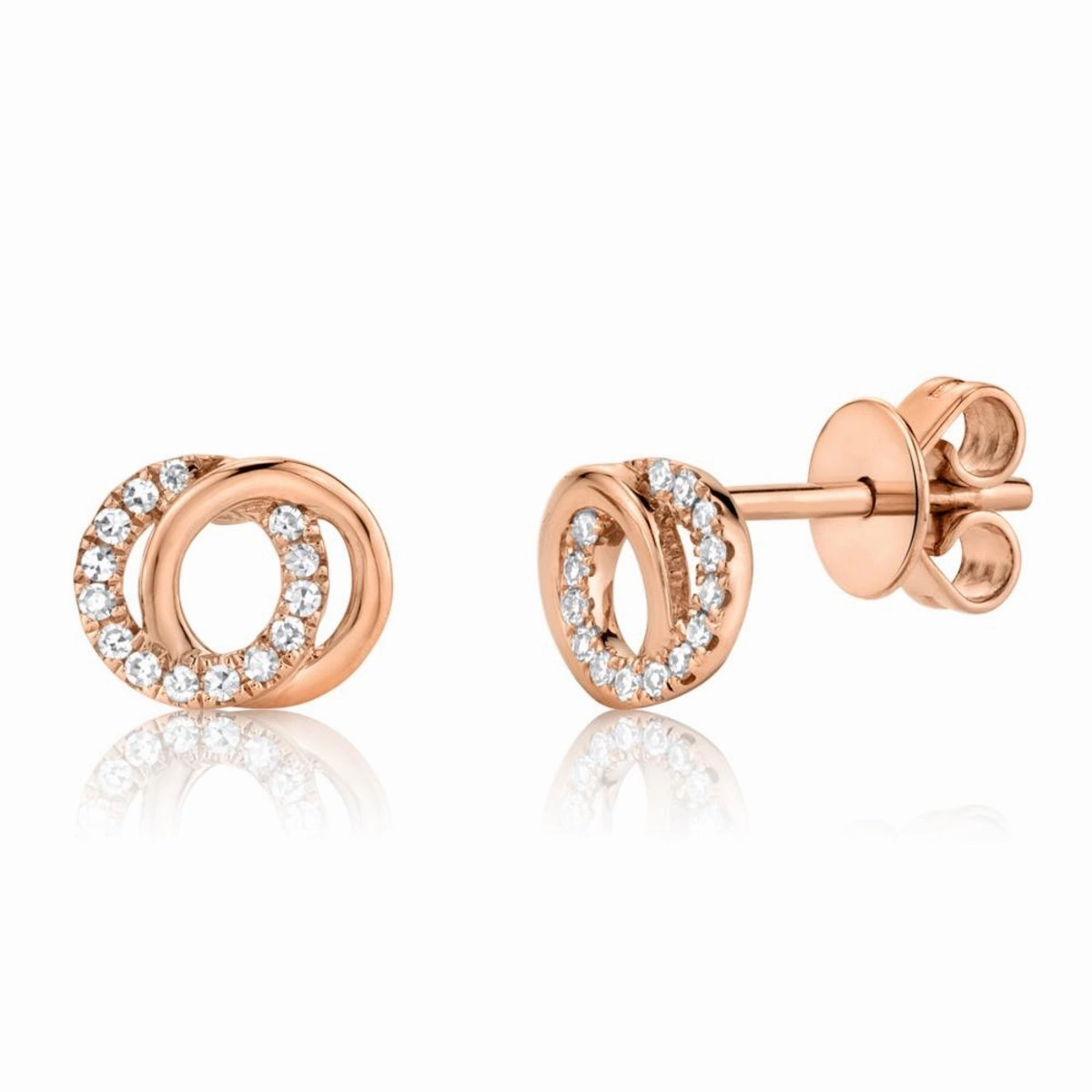 Bremer Jewelry You & Me Round Small Hoop Diamond Earrings in 14K Rose Gold (0.09ctw) Polished Finish Vintage Product