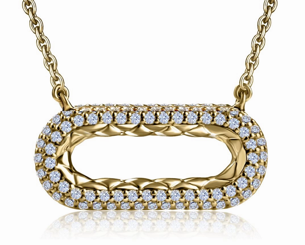 A. JAFFE Iconic Quilted 14K Yellow Gold Round Shape Diamonds Necklace (.375ctw) Business Attire Marvelous Adornment