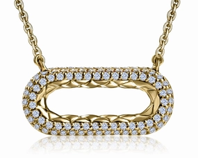 A. JAFFE Iconic Quilted 14K Yellow Gold Round Shape Diamonds Necklace (.375ctw) Business Attire Marvelous Adornment