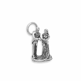 Bride and Groom Wedding Charm Sterling Silver - Made in the USA Fashion Element Vintage Accent