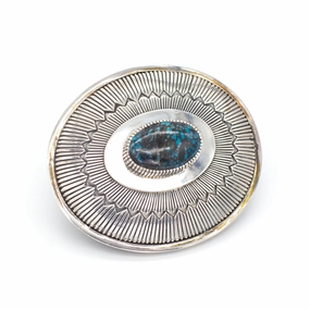 Lush Touch Cultural Touch Gibson Nez Navajo Handmade Natural Turquoise Sterling Silver Belt Buckle