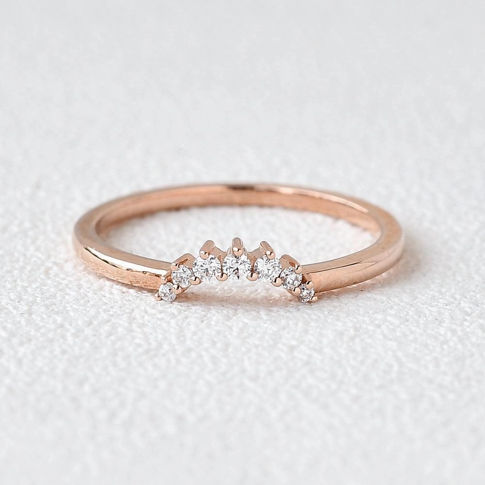 Simple Layer Unique Craft Moissanite Rose Gold Wedding Ring