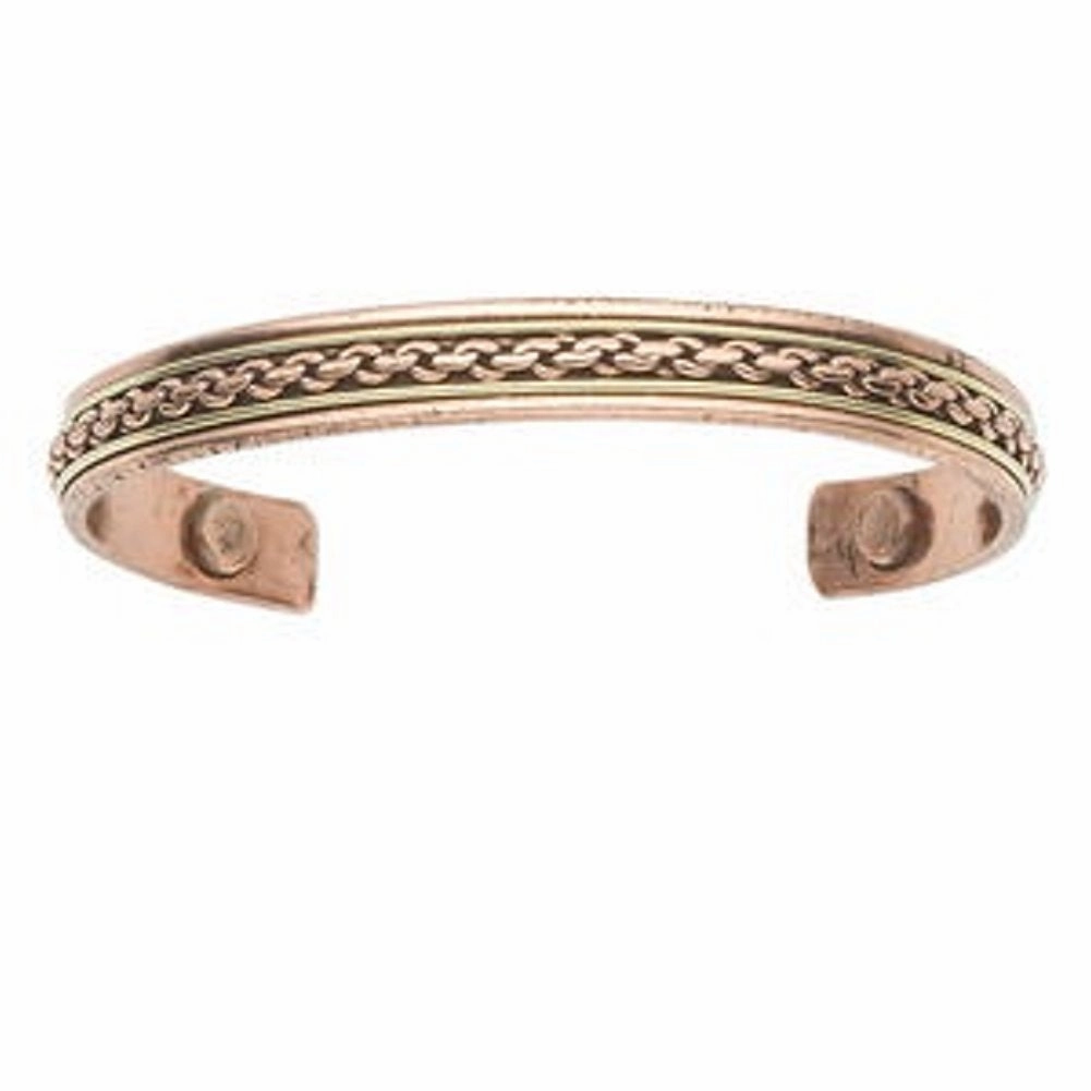 Daily Collection AzureBella Jewelry Copper Cuff Bracelet with Chain Link Design Two Tone with Magnets - Handmade