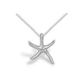 Luxury Craftsmanship Romantic Occasion Slender Starfish Necklace Polished Sterling Silver with Snake Chain