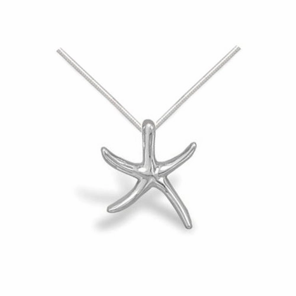 Luxury Craftsmanship Romantic Occasion Slender Starfish Necklace Polished Sterling Silver with Snake Chain