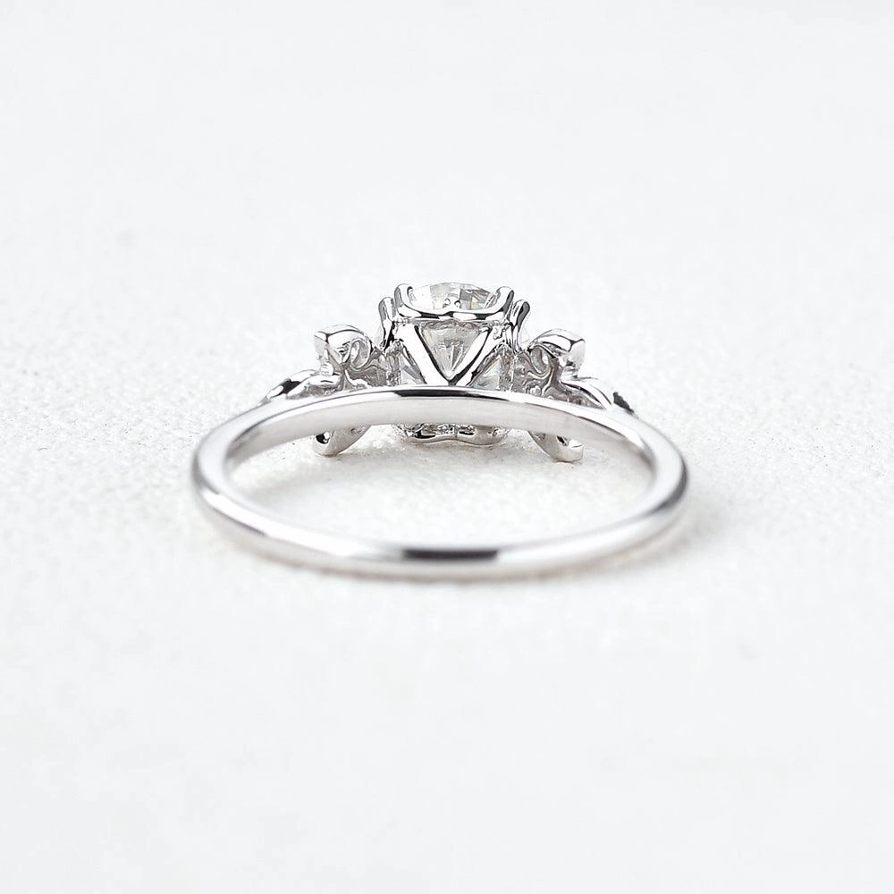 Classic Shine 1.0ct Round Cut Moissanite Butterfly Cluster Ring