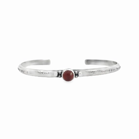 Wedding Gift Sterling Silver Cuff Bracelet with Hessonite Garnet