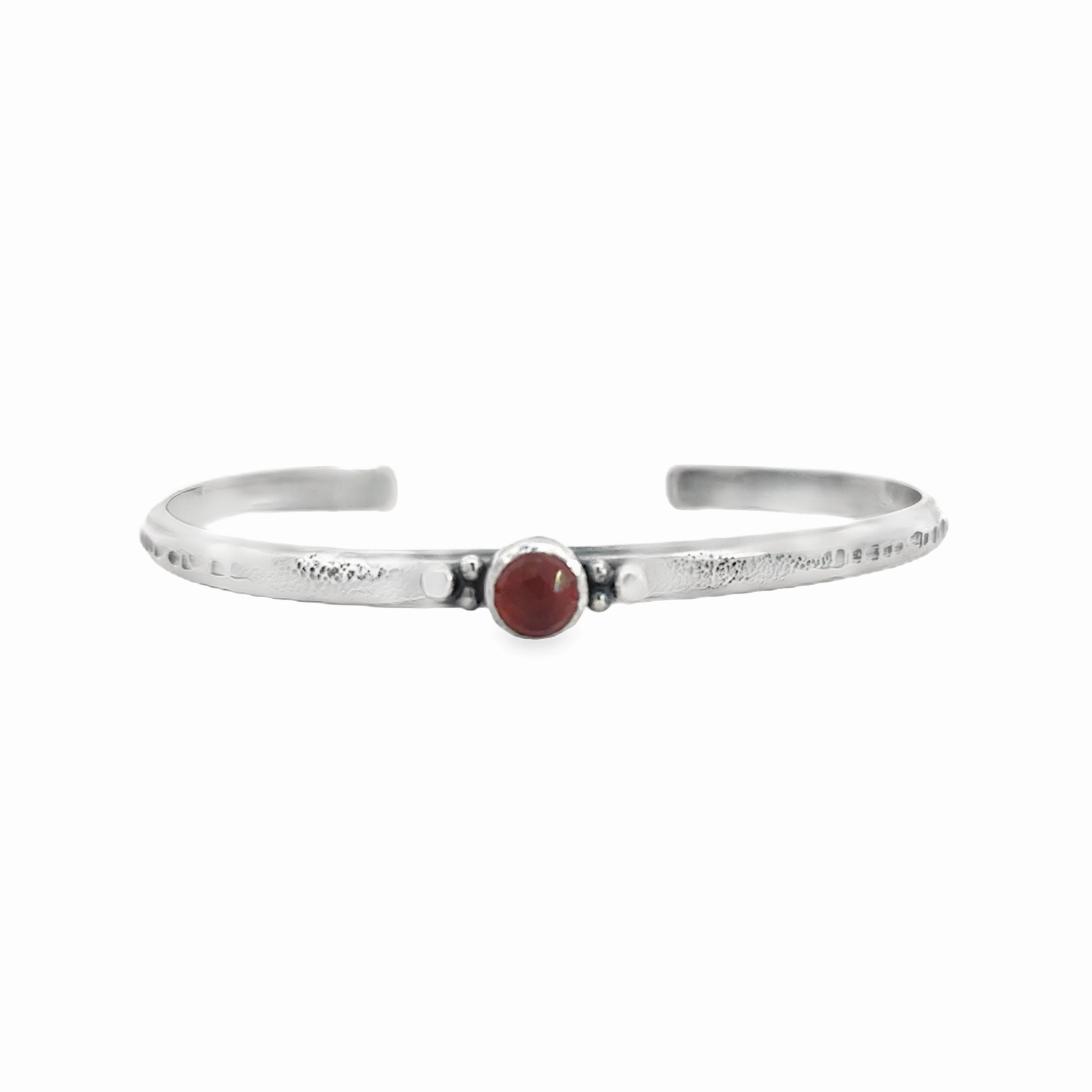 Wedding Gift Sterling Silver Cuff Bracelet with Hessonite Garnet
