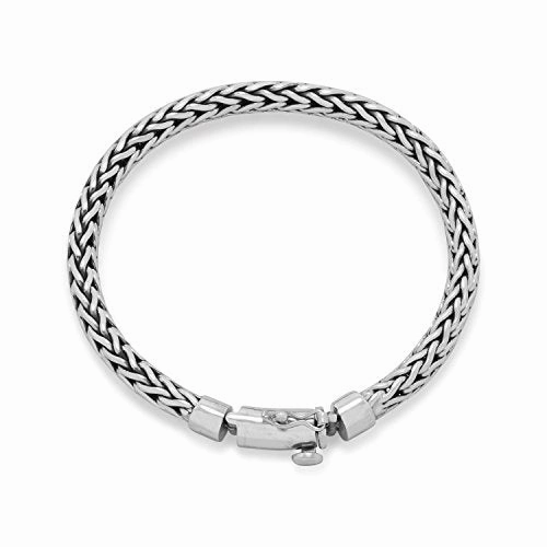 Sterling Silver Woven Chain Bracelet 8-inch Length Handmade Glam