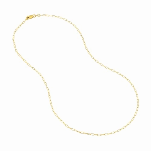14k Yellow Gold Paper Clip Chain 1.7mm Diamond-cut Links, 20-inch Special Occasion Gift Fashion Sparkle