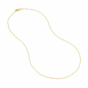 14k Yellow Gold Paper Clip Chain 1.7mm Diamond-cut Links, 20-inch Special Occasion Gift Fashion Sparkle
