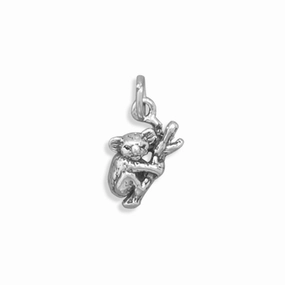 Koala Bear in Tree Charm Sterling Silver - Made in the USA Glowing Detail Refined Mood
