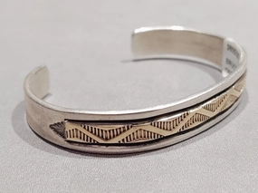 Bruce Morgan Navajo  14kt Gold & Sterling Silver  Bracelet - Handmade Native American Flawless Sparkle