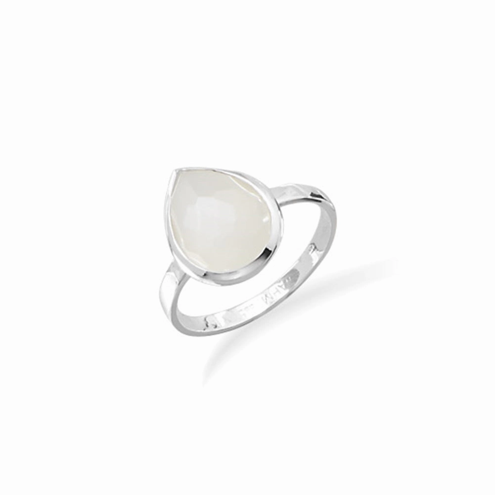 Moonstone Stackable Ring Teardrop Sterling Silver, Sizes 5 to 9 Classic Gift