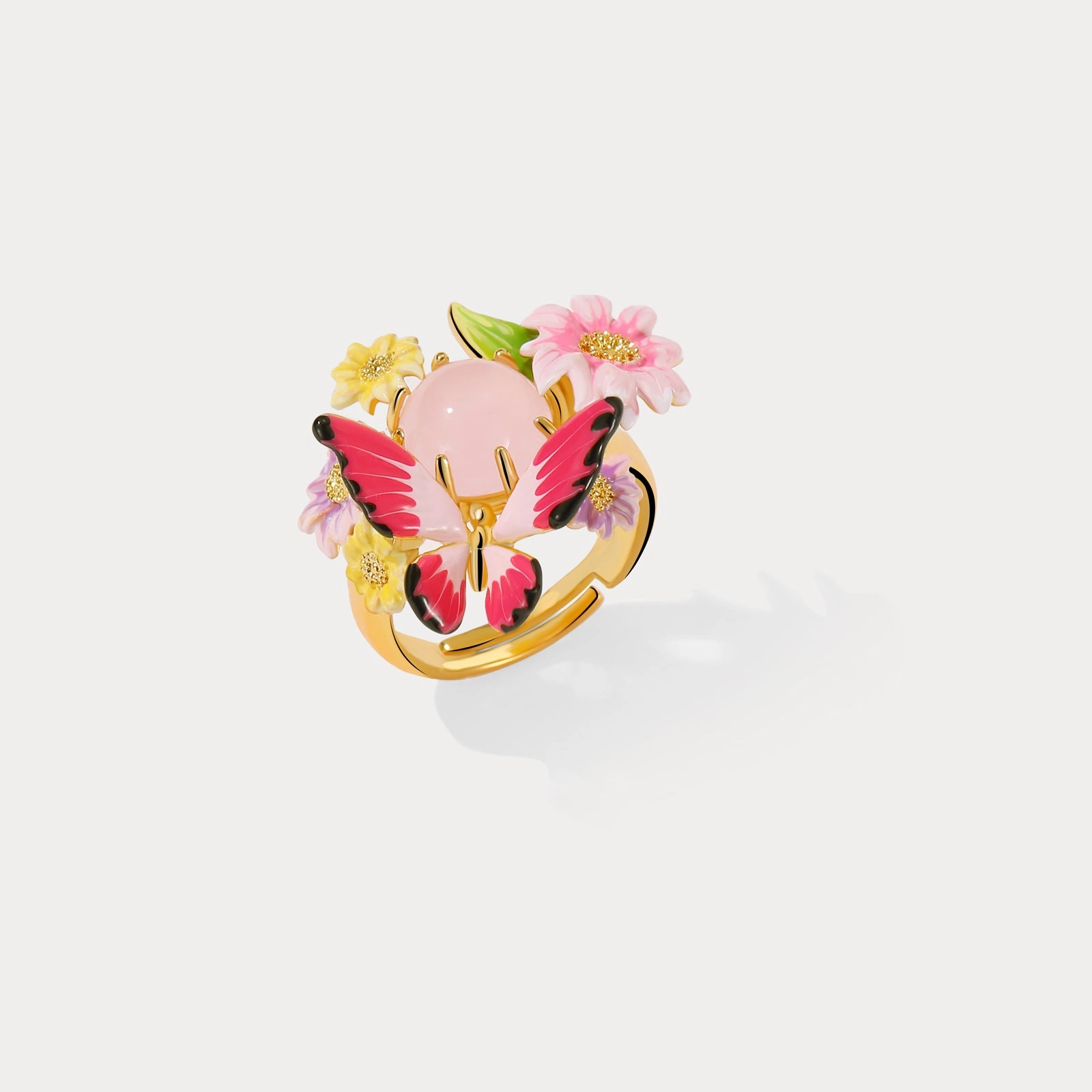 Delicate Memento Butterfly Love Flower Ring