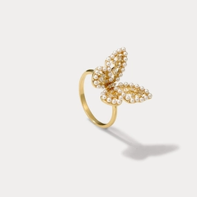 Butterfly Pearl Ring Sentimental Article All Season