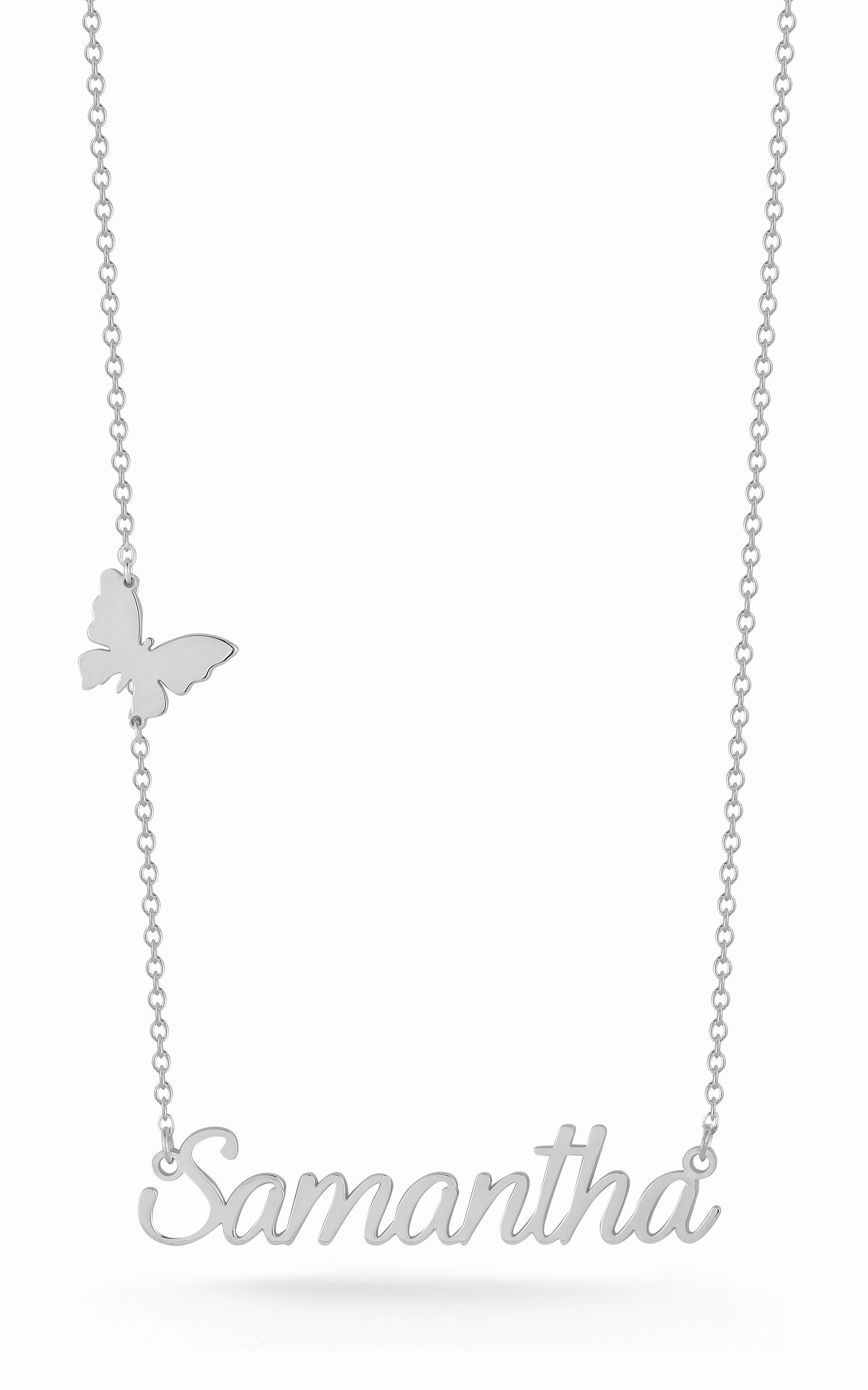 Butterfly Script Nameplate Necklace Minimalist Ornament Casual Day Accessory