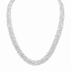 Festive Outfit Byzantine Chain Necklace 12mm Sterling Silver 18-inch Length