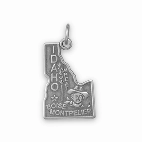Soft Reflection Chic Appeal Idaho State Charm Antiqued Sterling Silver