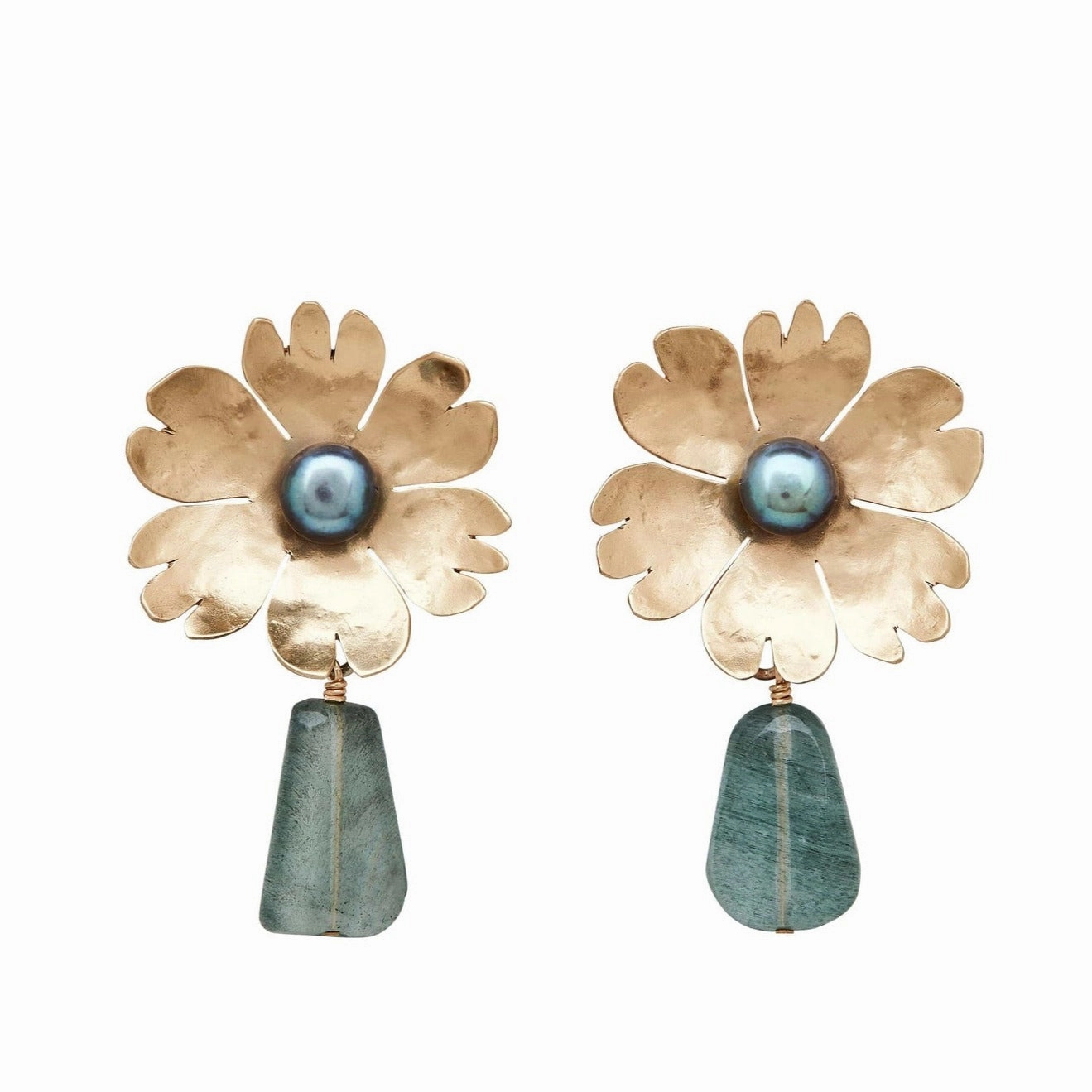 Miniature Accessory Carnation Bronze Aquamarine Earring