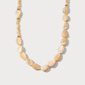 Trend Focus Festival Season Carved Mother of Pearl Leaf Bead Necklace
