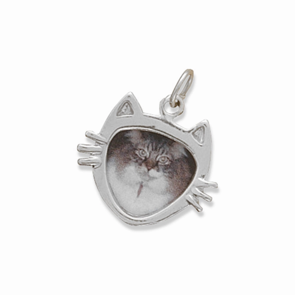 Cat Face Picture Frame Charm Sterling Silver Radiant Glam Radiant Touch