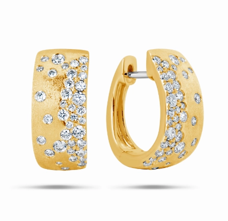 Celebration Round Huggie Diamond Earrings in 14K Yellow Gold (.66ctw) Minimalist Accent
