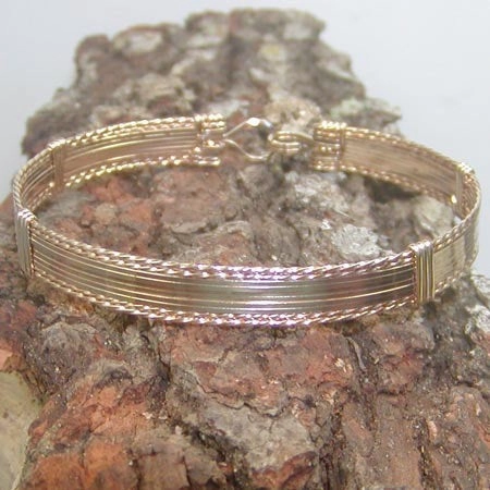 Bold 14kt Gold Filled Wirewrapped Stackable Bracelet  TTSSSSSSTT Diamond Dust