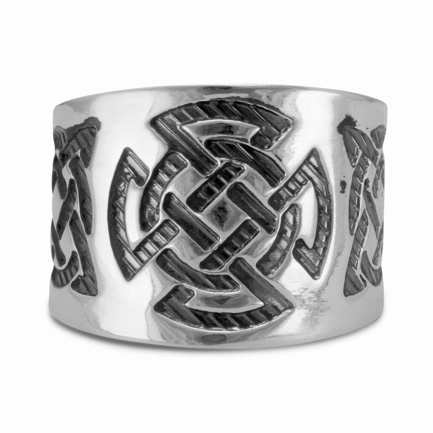 Handmade Gift Elegant Statement Celtic Design Cigar Band Antiqued Sterling Silver