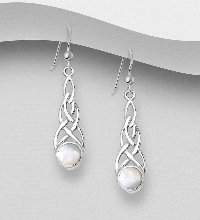 Celtic Knot Sterling Silver Earring with Mother of Pearl Chic Layer Retro Mood