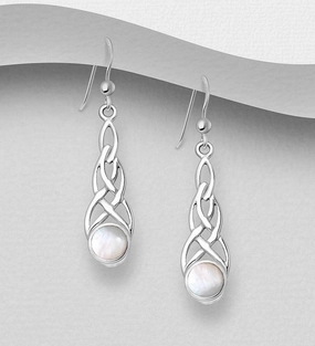 Celtic Knot Sterling Silver Earring with Mother of Pearl Chic Layer Retro Mood