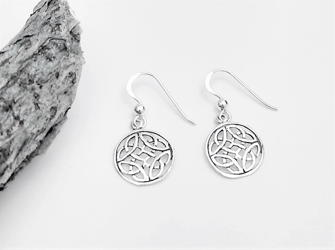 Formal Set Celtic Knot Sterling Silver Round Earrings