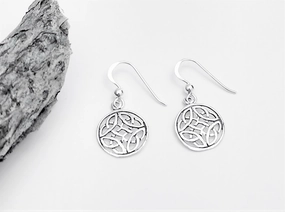 Formal Set Celtic Knot Sterling Silver Round Earrings