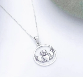 Celtic Sterling Silver Claddagh Pendant Timeless Glam Bold Feature