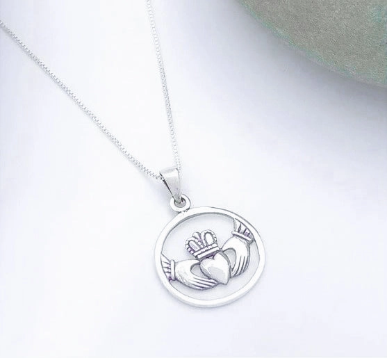 Celtic Sterling Silver Claddagh Pendant Timeless Glam Bold Feature