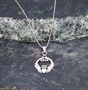 Celtic Sterling Silver Claddagh Pendant Minimal Piece