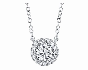 Fashion Kid Unisex Pendant Jewelry Center of My World 14K White Gold Round Shape Diamond and Diamonds Halo Pendant with a 14K White Gold Cable Link Necklace (0.25ctw)