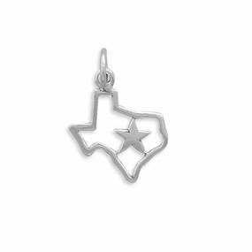 State of Texas with Star Charm Polished Sterling Silver - Made in the USA Elegant Layer Elegant Embellishments