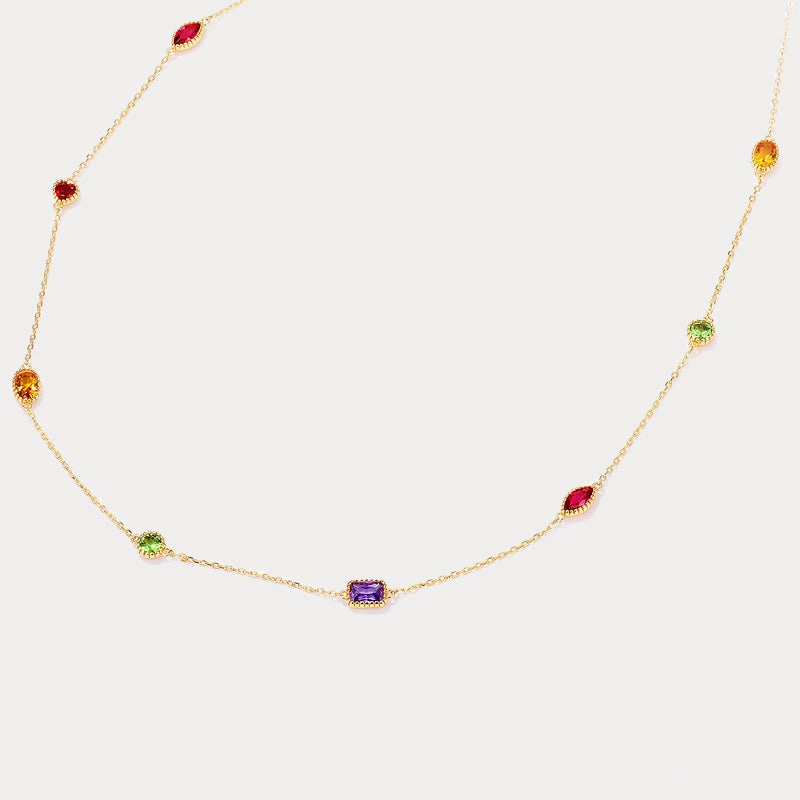 Rainbow Gem Necklace Cute Detail Exquisite Accessory
