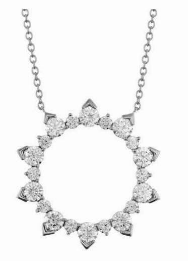 Smart feature Hearts On Fire 18K White Gold Aerial Eclipse Diamonds Circle Pendant with a 18K White Gold Link Necklace (1.80ctw)