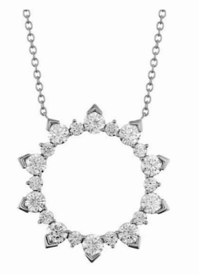 Smart feature Hearts On Fire 18K White Gold Aerial Eclipse Diamonds Circle Pendant with a 18K White Gold Link Necklace (1.80ctw)