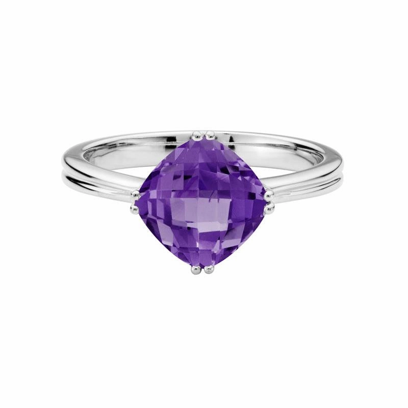 Unique Accent Splendid Jewelry Checkerboard Amethyst Ring