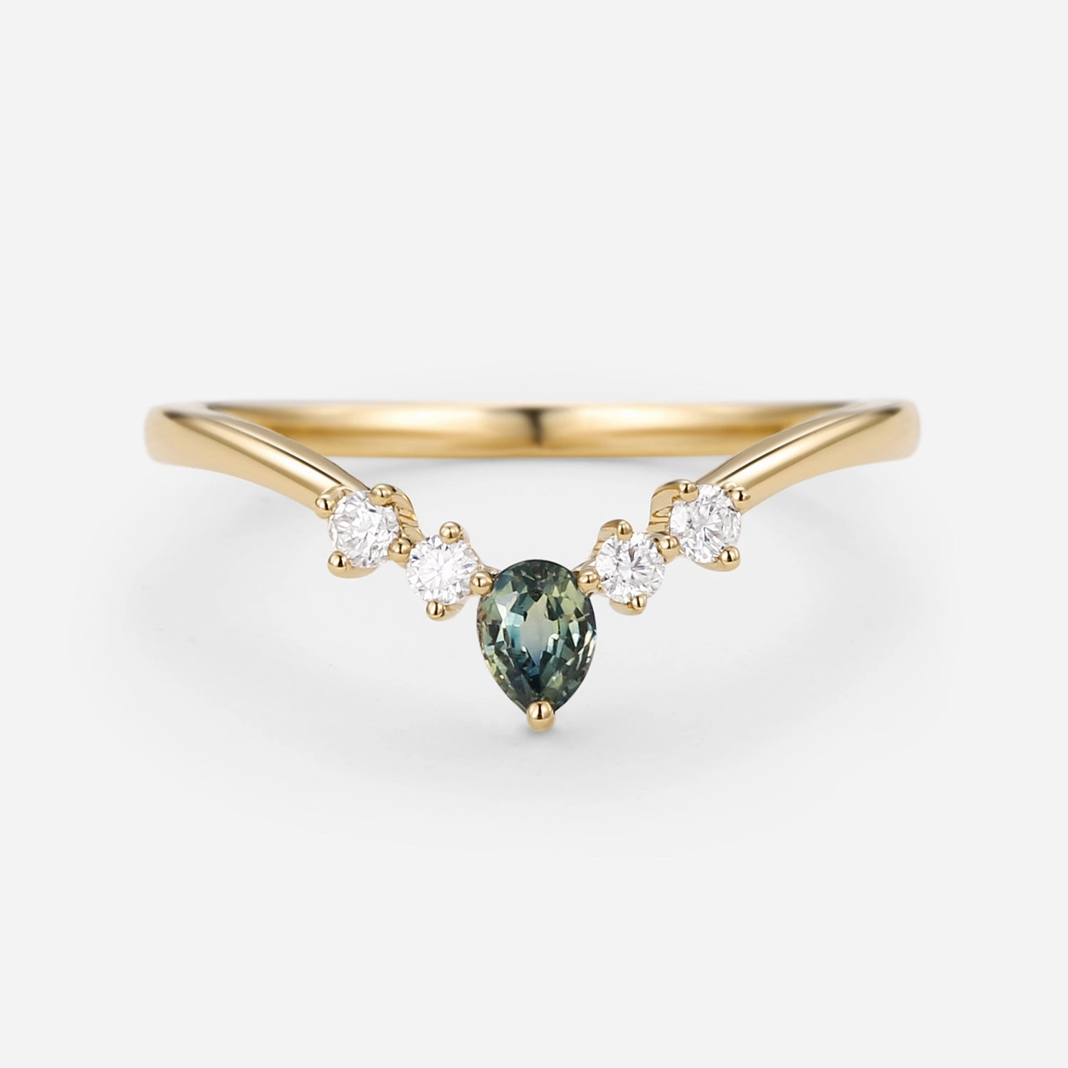 Elegant Choice Teal Sapphire & Moissanite Band Wedding Ring