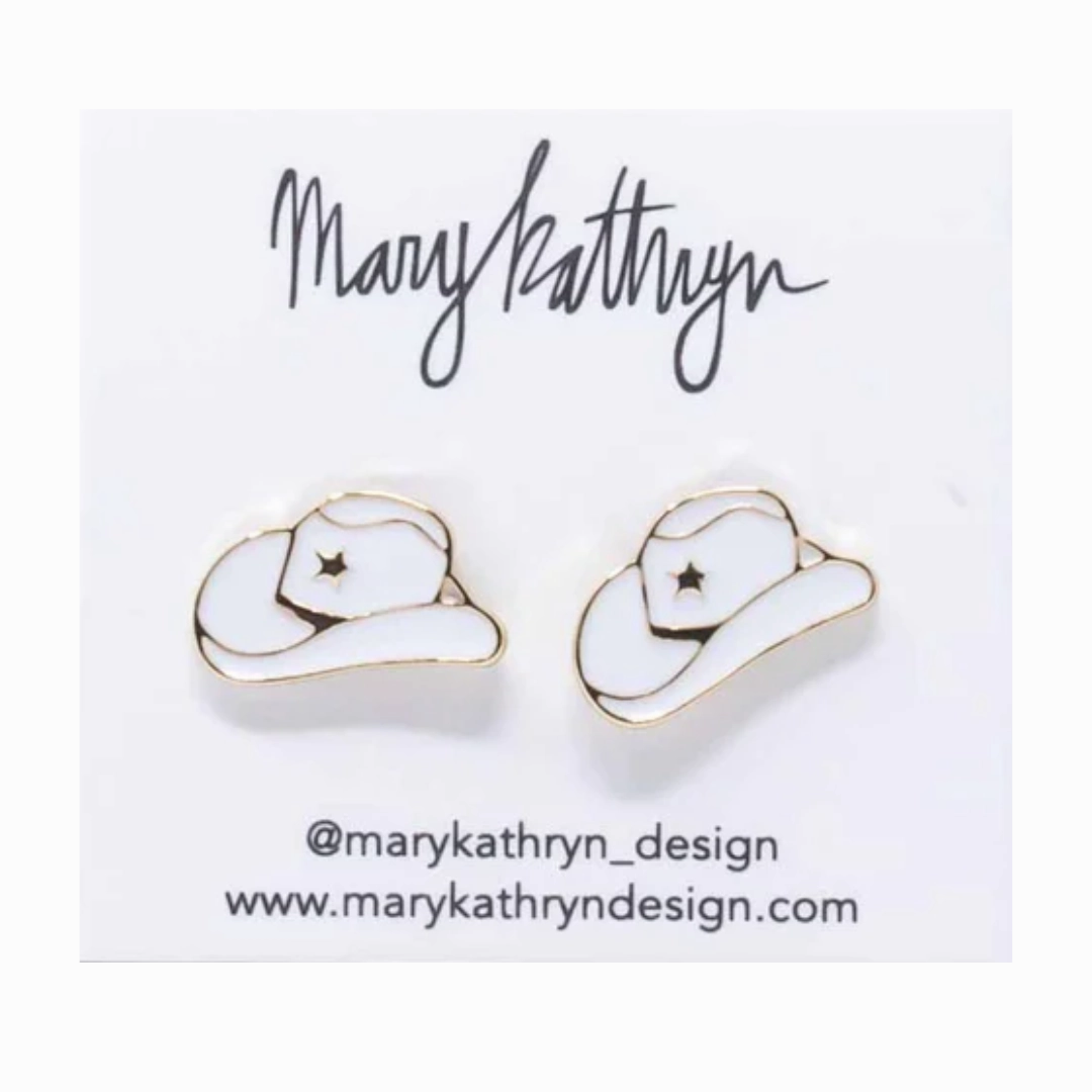 Summer Trinket White Cowboy Hat Studs