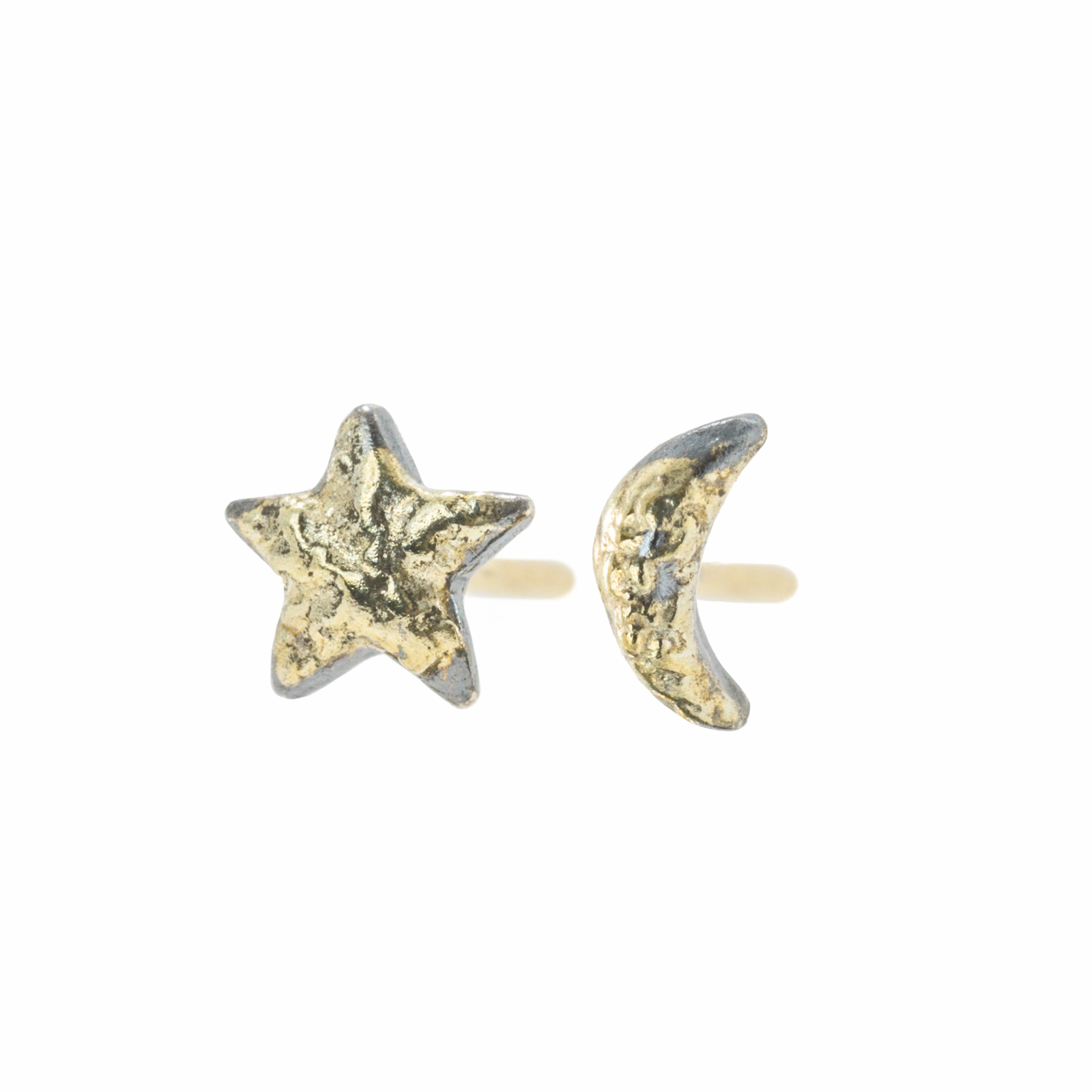 Dainty Jewelry Oval Jewelry Dusted Celestial Studs - 22k/18k Gold, Oxidized Silver