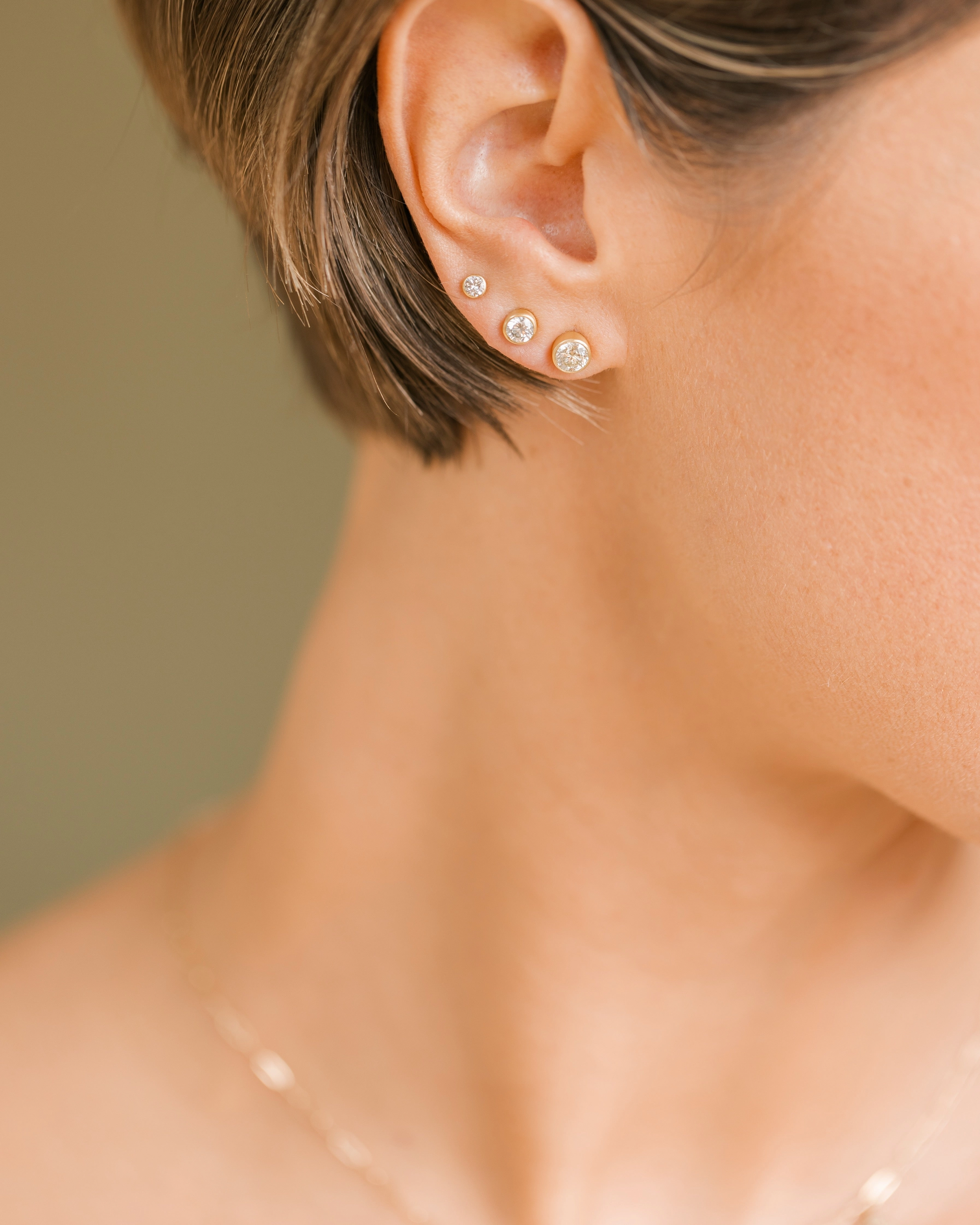 Radiance Diamond Studs - 18k Gold, Oxidized Silver   Reclaimed Diamonds Modern Trinket